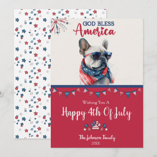 Patriotic Dog-French Bulldog 4th Of July Card