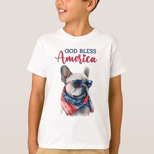 Patriotic Dog- French Bulldog T-Shirt (Front)