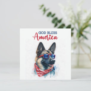 Patriotic Dog-German Shepherd 4th of July Card