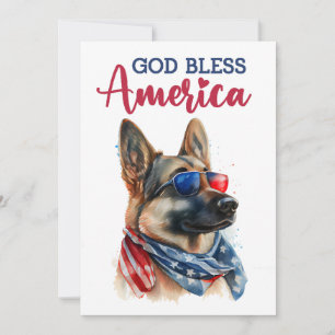 Patriotic Dog- German Shepherd 4th Of July Card