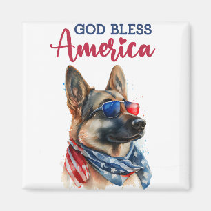 Patriotic Dog-German Shepherd Magnet