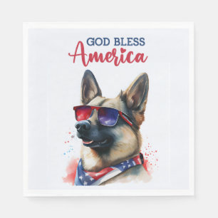 Patriotic Dog-German Shepherd Napkin