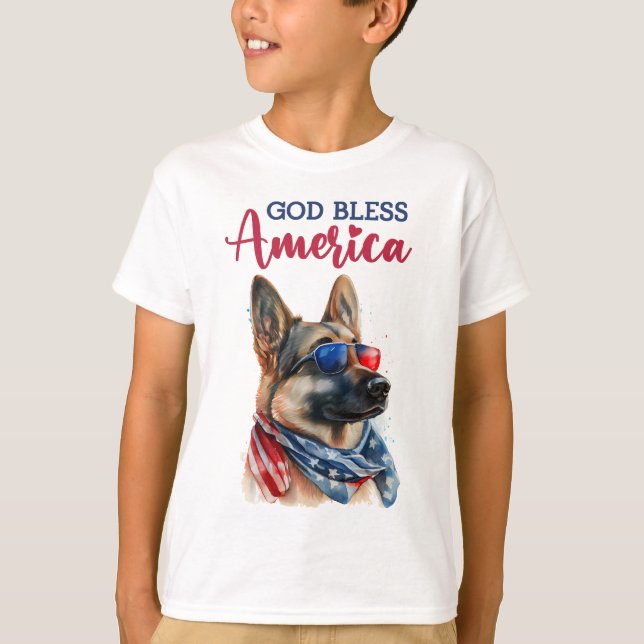 Patriotic Dog-German Shepherd T-Shirt (Front)