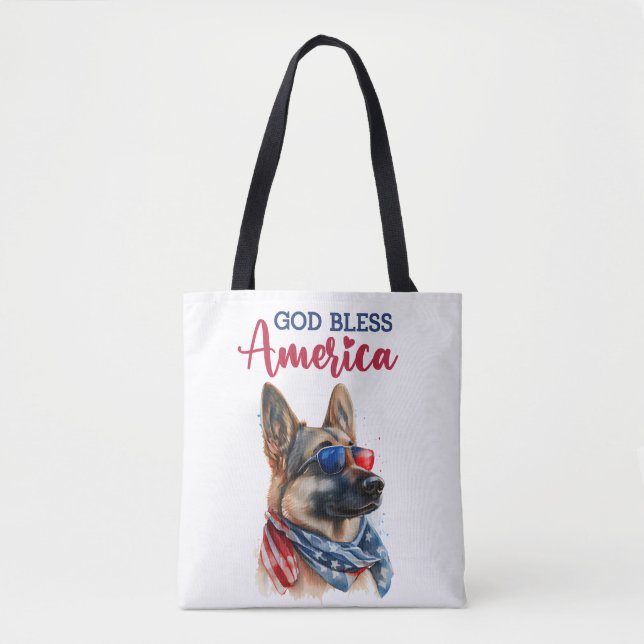 Patriotic Dog-German Shepherd Tote Bag (Front)