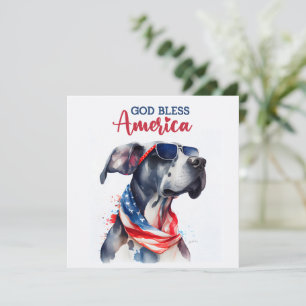 Patriotic Dog-Great Dane 4th of July Card