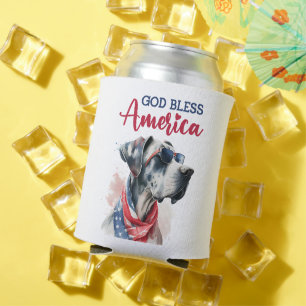Patriotic Dog-Great Dane Can Cooler