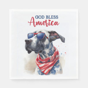 Patriotic Dog-Great Dane Napkin
