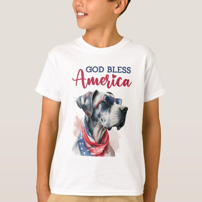 Patriotic Dog-Great Dane T-Shirt (Front)