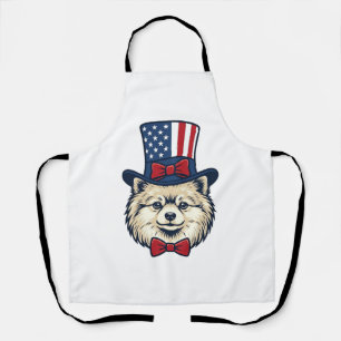 Patriotic Dog Head Vintage Engraving Vector Design Apron