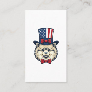 Patriotic Dog Head Vintage Engraving Vector Design Business Card