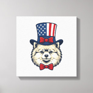 Patriotic Dog Head Vintage Engraving Vector Design Canvas Print