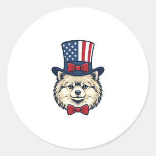 Patriotic Dog Head Vintage Engraving Vector Design Classic Round Sticker