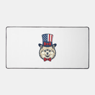 Patriotic Dog Head Vintage Engraving Vector Design Desk Mat