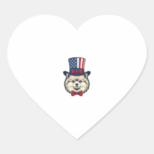 Patriotic Dog Head Vintage Engraving Vector Design Heart Sticker