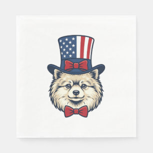 Patriotic Dog Head Vintage Engraving Vector Design Napkin