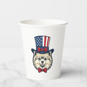 Patriotic Dog Head Vintage Engraving Vector Design Paper Cups