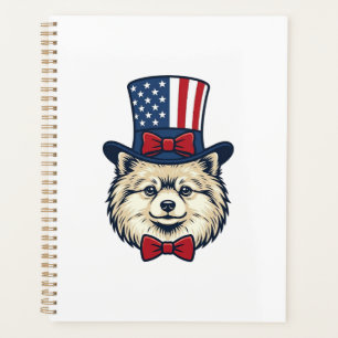 Patriotic Dog Head Vintage Engraving Vector Design Planner