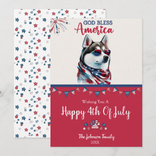 Patriotic Dog-Husky 4th Of July Card