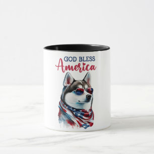 Patriotic Dog-Husky Mug