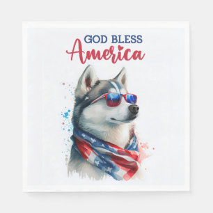 Patriotic Dog-Husky Napkin