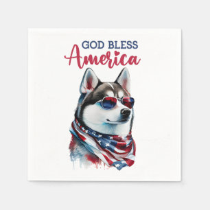 Patriotic Dog-Husky Napkin