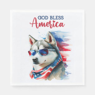 Patriotic Dog-Husky Napkin