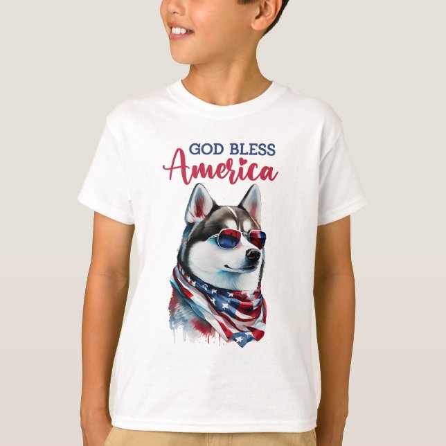 Patriotic Dog-Husky T-Shirt (Front)