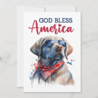 Patriotic Dog- Labrador Retriever 4th Of July Card