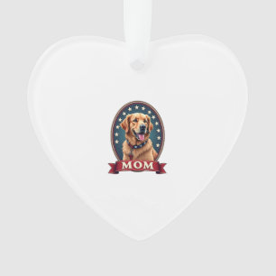 Patriotic Dog Mom Golden Retriever Vintage Tee 4 Ornament