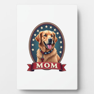 Patriotic Dog Mom Golden Retriever Vintage Tee 4 Plaque