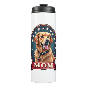 Patriotic Dog Mom Golden Retriever Vintage Tee 4 Thermal Tumbler