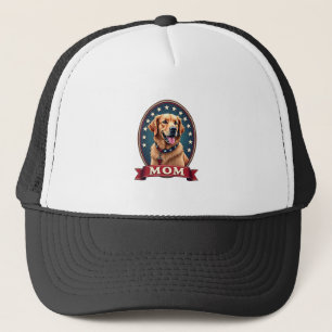 Patriotic Dog Mom Golden Retriever Vintage Tee 4 Trucker Hat