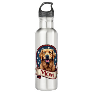 Patriotic Dog Mom Golden Retriever Vintage Tee 710 Ml Water Bottle