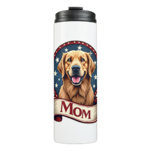 Patriotic Dog Mom Golden Retriever Vintage Tee Thermal Tumbler
