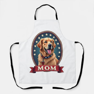Patriotic Dog Mum Golden Retriever Vintage Tee 4 Apron