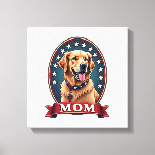 Patriotic Dog Mum Golden Retriever Vintage Tee 4 Canvas Print