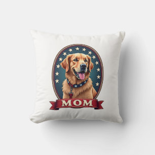 Patriotic Dog Mum Golden Retriever Vintage Tee 4 Cushion