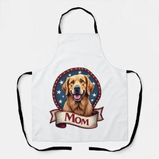 Patriotic Dog Mum Golden Retriever Vintage Tee Apron