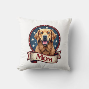 Patriotic Dog Mum Golden Retriever Vintage Tee Cushion