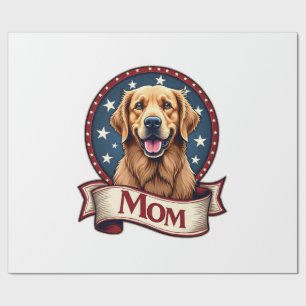Patriotic Dog Mum Golden Retriever Vintage Tee Wrapping Paper