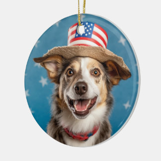 Patriotic Dog Ornament – Adorable Red, White, Blue