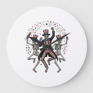 Patriotic Dog Party Like It’s 1776 Vintage Large Clock
