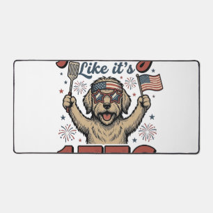 Patriotic Dog Party Like It’s 1776 Vintage Shirt D Desk Mat