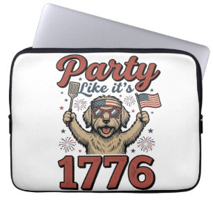 Patriotic Dog Party Like It’s 1776 Vintage Shirt D Laptop Sleeve