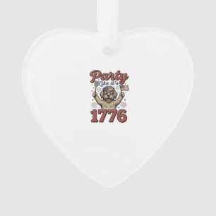 Patriotic Dog Party Like It’s 1776 Vintage Shirt D Ornament