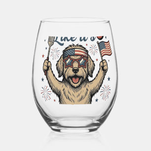 Patriotic Dog Party Like It’s 1776 Vintage Shirt D Stemless Wine Glass