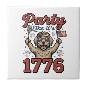 Patriotic Dog Party Like It’s 1776 Vintage Shirt D Tile