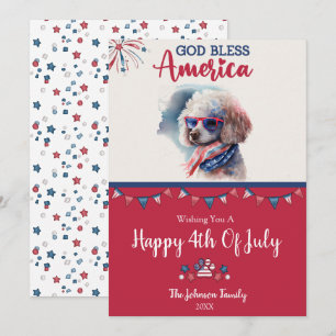 Patriotic Dog- Poodle 4th of July Card