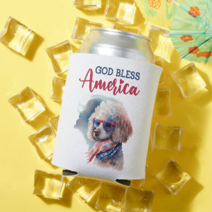Patriotic Dog-Poodle Can Cooler