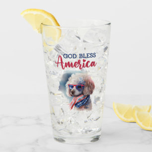 Patriotic Dog-Poodle Glass